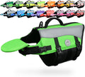 Dog Life Vest Front Float Dog Swim Vest, XXS, Bright Green | Life Jacket with Chin Float & Handle for Swimming & Boating, High Visibility Adjustable for Doggy Cat Puppy